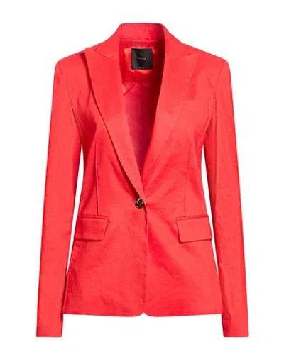 Pinko Woman Blazer Red Size 10 Linen, Viscose, Elastane