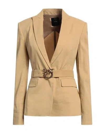 Pinko Woman Blazer Sand Size 10 Linen, Viscose, Elastane In Beige