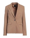 Pinko Woman Blazer Sand Size 10 Linen, Viscose, Elastane In Beige