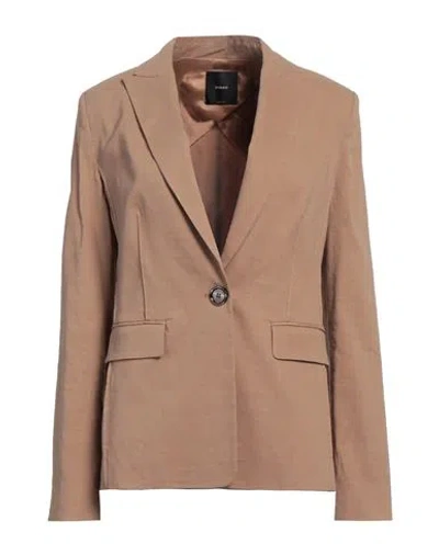 Pinko Woman Blazer Sand Size 10 Linen, Viscose, Elastane In Beige