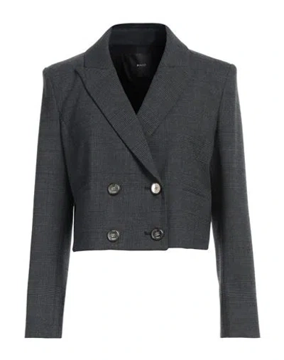 Pinko Woman Blazer Charcoal Size 10 Polyester, Wool, Elastane In Grey
