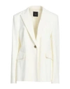 Pinko White Solid Notched Lapel Blazer In White
