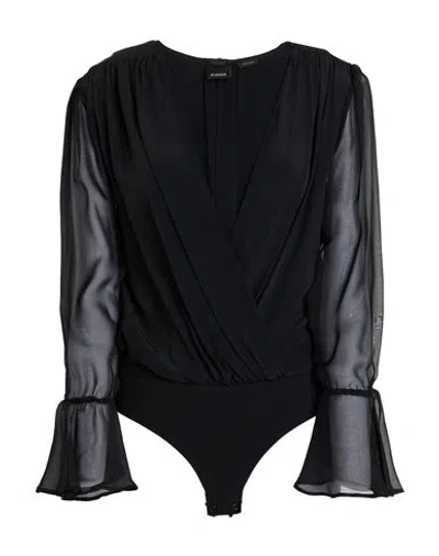 Pinko Woman Bodysuit Black Size 8 Acetate, Silk, Polyester, Rubber