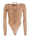 Pinko Ruched Long-sleeve Body In Beige