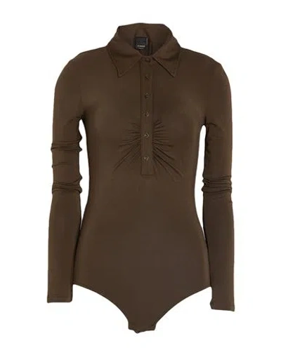 PINKO PINKO WOMAN BODYSUIT KHAKI SIZE L MODAL, ELASTANE