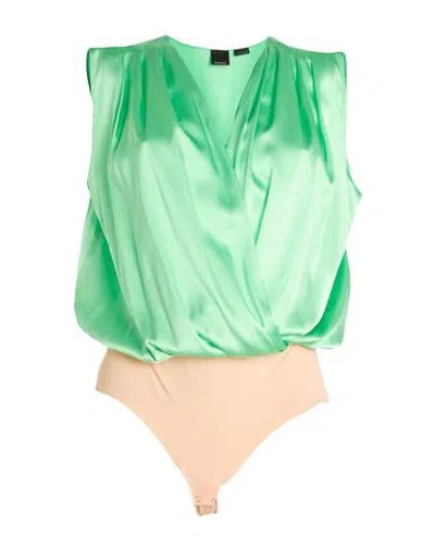 Pinko Woman Bodysuit Light Green Size 4 Silk, Elastane, Polyamide