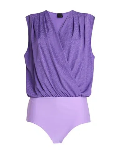 Pinko Woman Bodysuit Purple Size 10 Acetate, Silk, Polyamide, Elastane