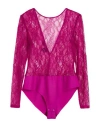 Pinko Woman Bodysuit Purple Size Xl Polyamide, Elastane