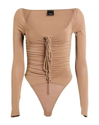 Pinko Woman Bodysuit Sand Size Xs Viscose, Elastane In Brown