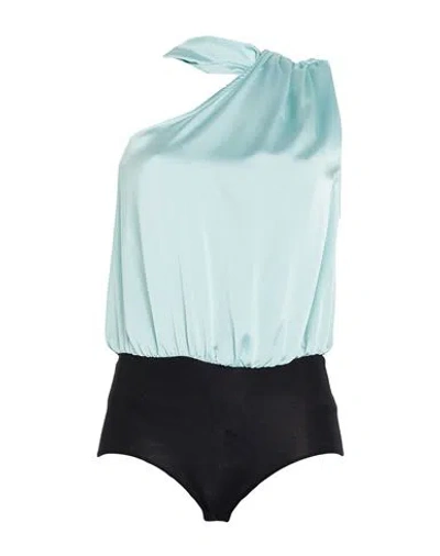 Pinko Woman Bodysuit Sky Blue Size 2 Silk, Elastane, Polyamide