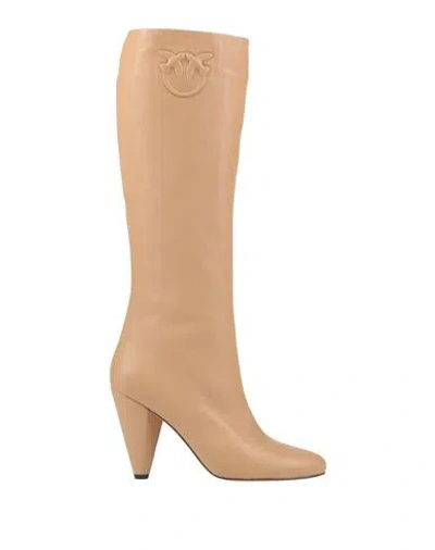 Pinko Woman Boot Beige Size 8 Calfskin In Nude