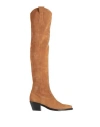 Pinko Woman Boot Camel Size 10 Leather In Beige