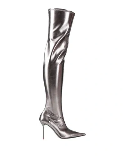 Pinko Woman Boot Gunmetal Size 8 Synthetisches Material In Silver