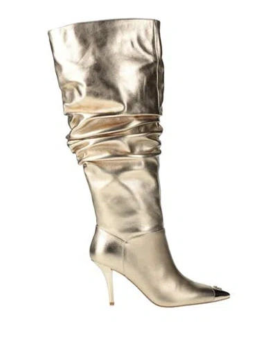 Pinko Woman Boot Platinum Size 9 Leather In Gold