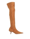 Pinko Woman Boot Tan Size 10 Leather In Brown