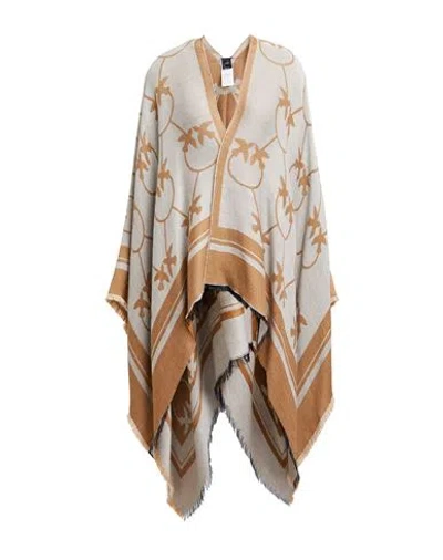 Pinko Woman Cape Camel Size Onesize Acrylic, Wool, Modal In Brown