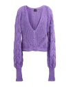 Pinko Woman Cardigan Purple Size L Cotton In Purple