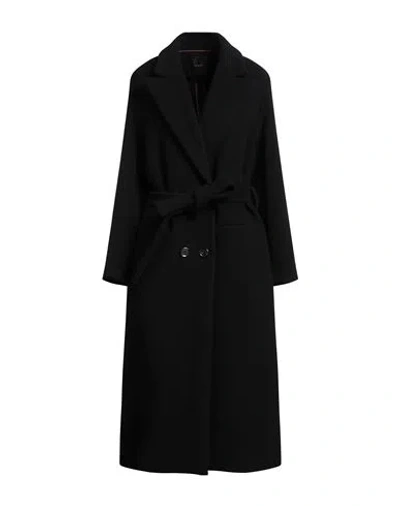 Pinko Woman Coat Black Size 8 Wool, Nylon