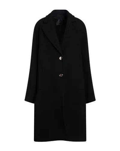 Pinko Woman Coat Black Size 4 Virgin Wool, Polyamide In Black