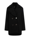 Pinko Woman Coat Black Size 10 Virgin Wool, Polyamide In Black