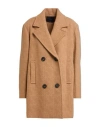 Pinko Woman Coat Camel Size 10 Wool, Polyamide, Polyester In Neutral
