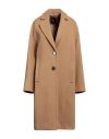 Pinko Woman Coat Camel Size 12 Virgin Wool, Polyamide In Beige