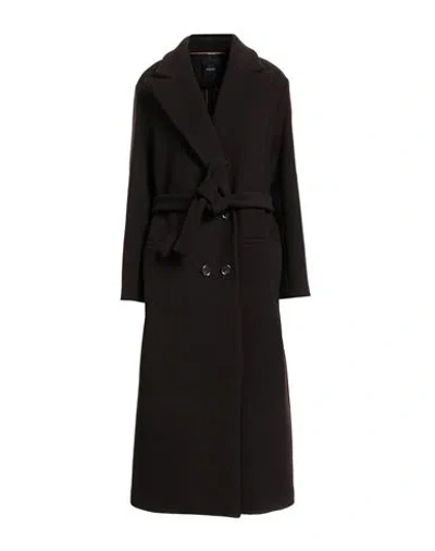 Pinko Woman Coat Dark Brown Size 8 Wool, Nylon