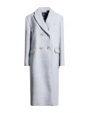 Pinko Woman Coat Grey Size 12 Wool, Polyester, Acrylic, Synthetic Fibers, Cotton In Gray