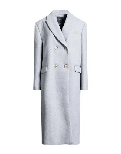 Pinko Woman Coat Grey Size 12 Wool, Polyester, Acrylic, Synthetic Fibers, Cotton In Gray