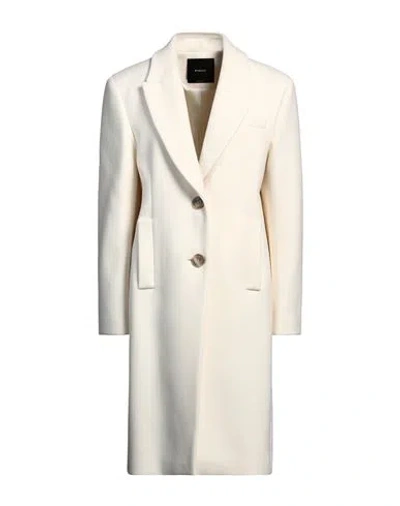 Pinko Woman Coat Ivory Size 8 Wool, Polyamide In White