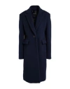 Pinko Woman Coat Navy Size 8 Wool, Nylon In Multi