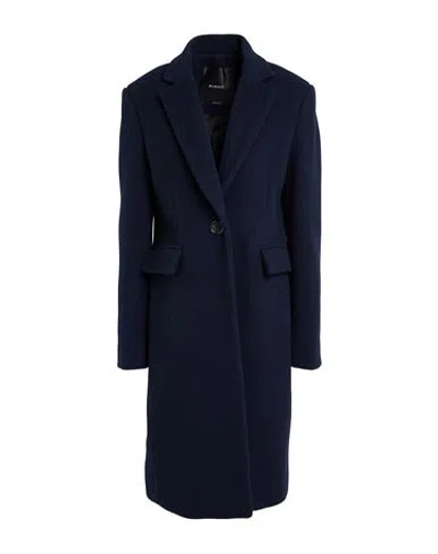 Pinko Woman Coat Navy Size 8 Wool, Nylon In Multi
