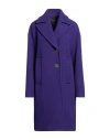 Pinko Woman Coat Purple Size 12 Virgin Wool, Polyamide