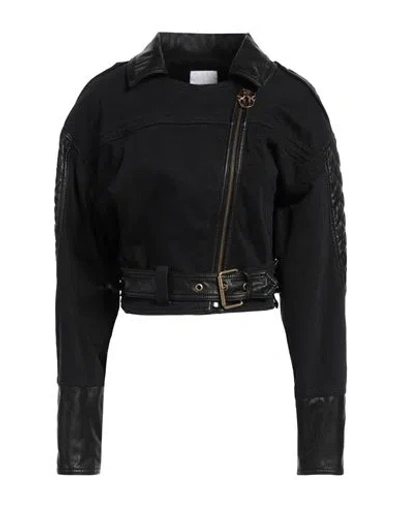 Pinko Woman Denim Outerwear Black Size 4 Cotton, Lyocell, Polyurethane