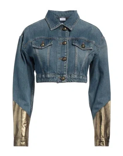 Pinko Woman Denim Outerwear Blue Size 10 Cotton
