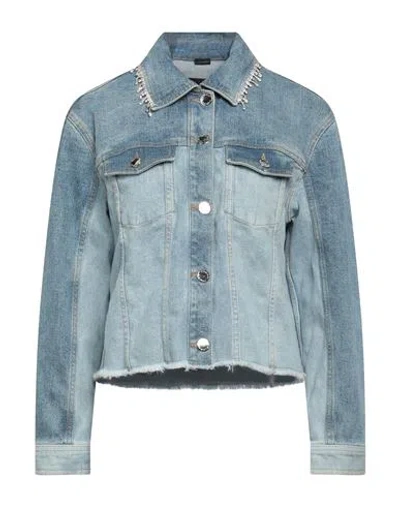 Pinko Woman Denim Outerwear Blue Size 10 Cotton, Elastane