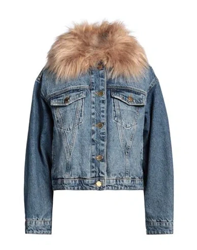 Pinko Woman Denim Outerwear Blue Size S Cotton, Acrylic