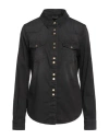 Pinko Woman Denim Shirt Black Size 2 Cotton, Elastane In Black