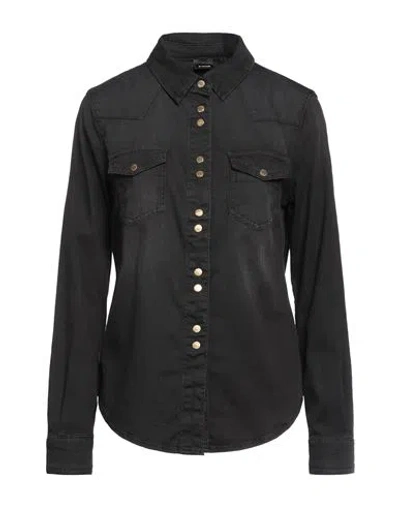 Pinko Woman Denim Shirt Black Size 2 Cotton, Elastane