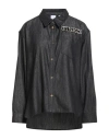 Pinko Woman Denim Shirt Black Size Xs Cotton, Polyester, Viscose, Metallic Fiber, Brass In Black