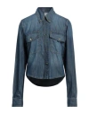 Pinko Woman Denim Shirt Blue Size 10 Cotton In Blue