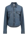 Pinko Woman Denim Shirt Blue Size 10 Cotton In Blue