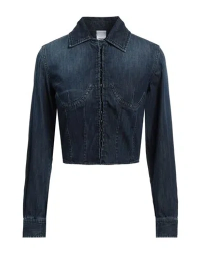 Pinko Woman Denim Shirt Blue Size 14 Cotton, Elastane