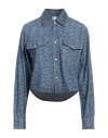 Pinko Woman Denim Shirt Blue Size 4 Cotton In Blue