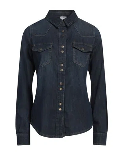 Pinko Woman Denim Shirt Blue Size 2 Cotton, Elastane