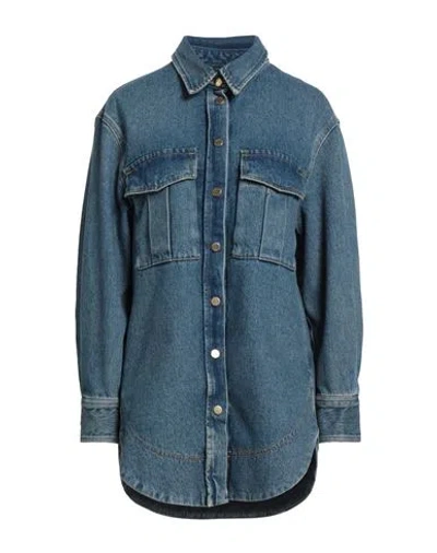 Pinko Woman Denim Shirt Blue Size S Cotton