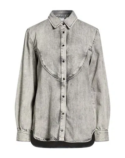 Pinko Woman Denim Shirt Grey Size 6 Cotton, Lyocell In Gray