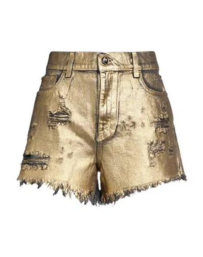 Pinko Woman Denim Shorts Gold Size 27 Cotton