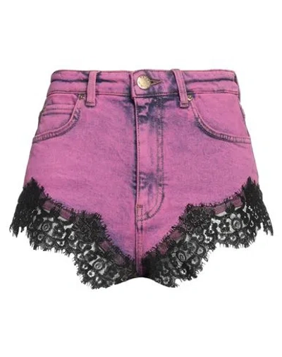 Pinko Woman Denim Shorts Purple Size 27 Cotton, Lyocell, Polyester, Elastane