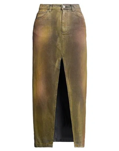 Pinko Woman Denim Skirt Khaki Size 4 Cotton In Green